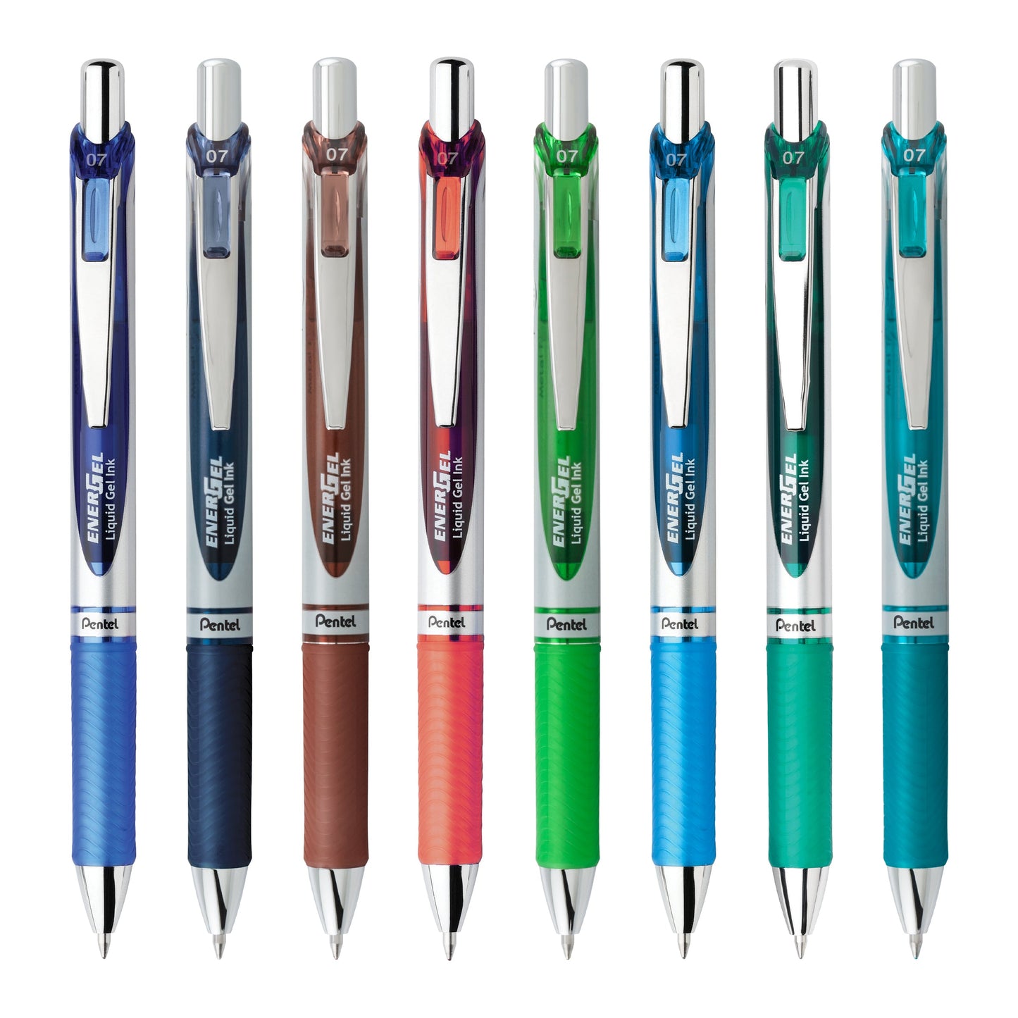 EnerGel RTX Retractable Liquid Gel Pen, (0.7mm) Metal Tip, Medium Line, Assorted Ink (C/CA/D/E/F/K/S/S3), 8-Pk (BL77BP8M2)
