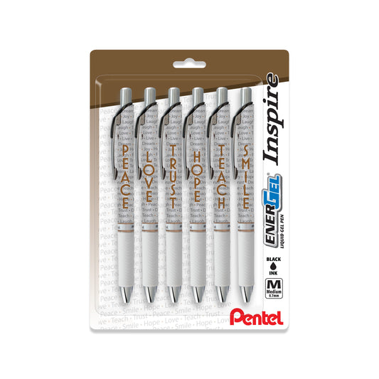 EnerGel Inspire Full Collection, (0.7mm) Medium Line, Black Ink 6-pk (BL77INSPBP6M)