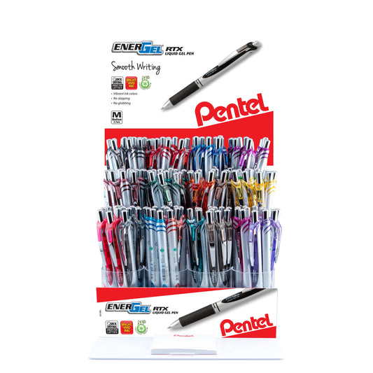 EnerGel RTX Liquid Gel Pen, (0.7mm) Med. Line, Assorted Ink, 144 pcs. (BL77M-12)