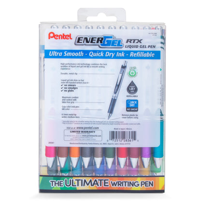 EnerGel RTX Liquid Gel Pen, (0.7mm) Medium Line, Assorted ink- 20-pk plastic box (BL77PC20M)