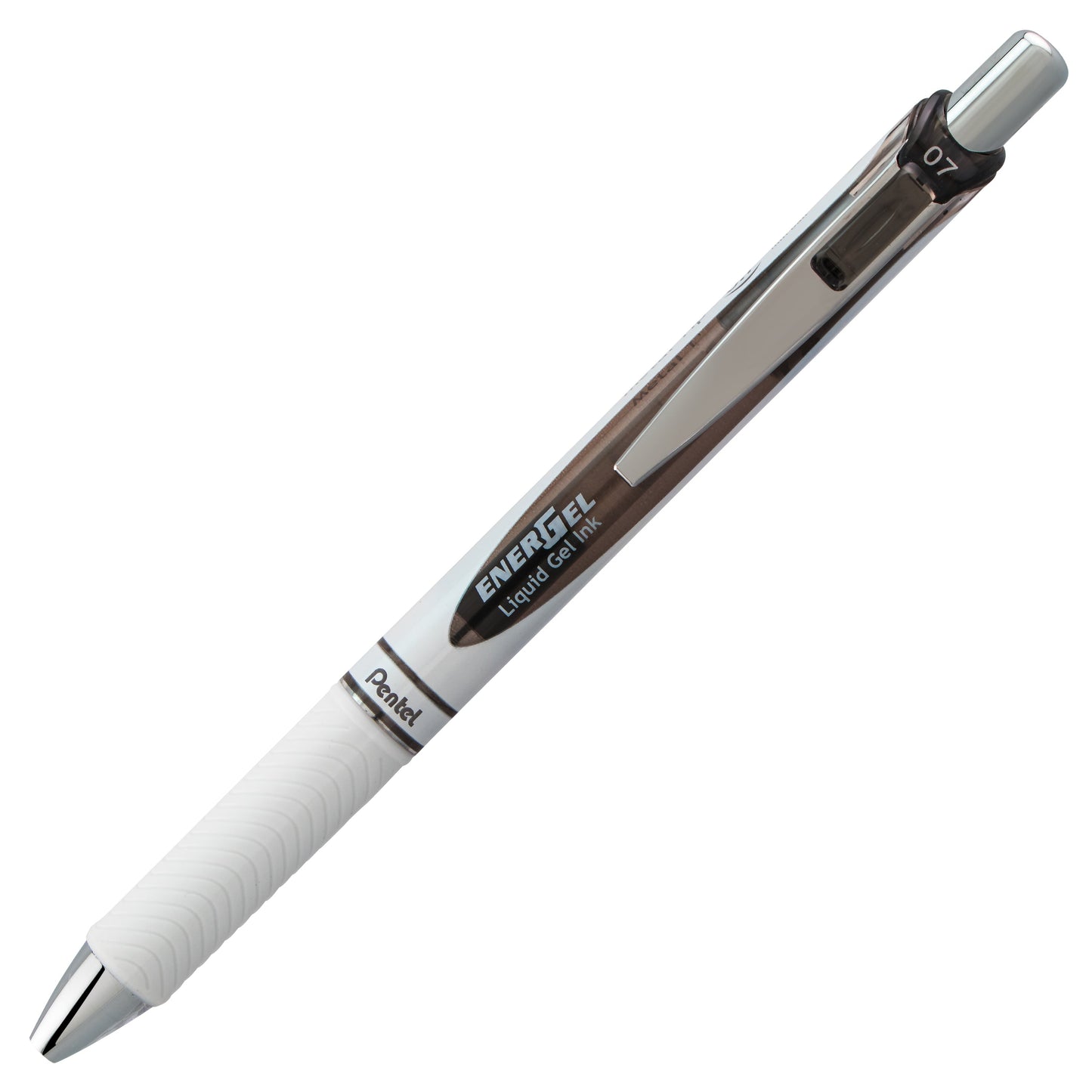 EnerGel Pearl Retractable Liquid Gel Pen, (0.7mm) Metal Tip, Medium Line, Black Accent, Black Ink (BL77PW-A)