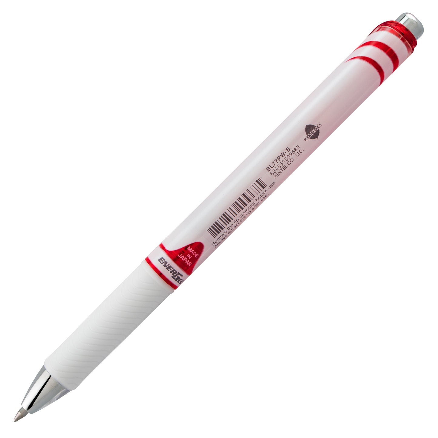 EnerGel Pearl Retractable Liquid Gel Pen, (0.7mm) Metal Tip, Medium Line, Red Accent, Red Ink (BL77PW-B)