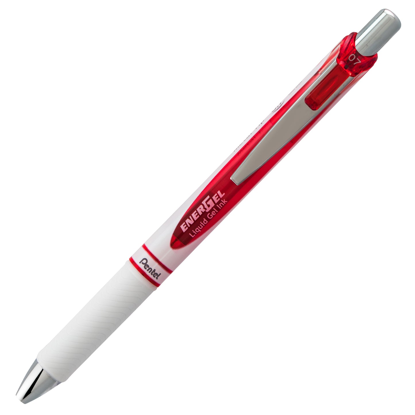 EnerGel Pearl Retractable Liquid Gel Pen, (0.7mm) Metal Tip, Medium Line, Red Accent, Red Ink (BL77PW-B)