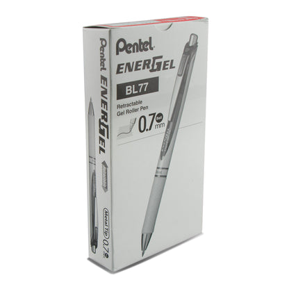 EnerGel Pearl Retractable Liquid Gel Pen, (0.7mm) Metal Tip, Medium Line, Red Accent, Red Ink (BL77PW-B)