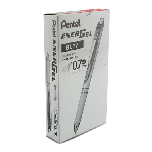 EnerGel Pearl Retractable Liquid Gel Pen, (0.7mm) Metal Tip, Medium Line, Red Accent, Red Ink (BL77PW-B)