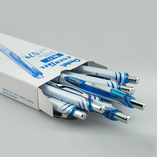 EnerGel Pearl Retractable Liquid Gel Pen, (0.7mm) Metal Tip, Medium Line, Blue Accent, Blue Ink (BL77PW-C)