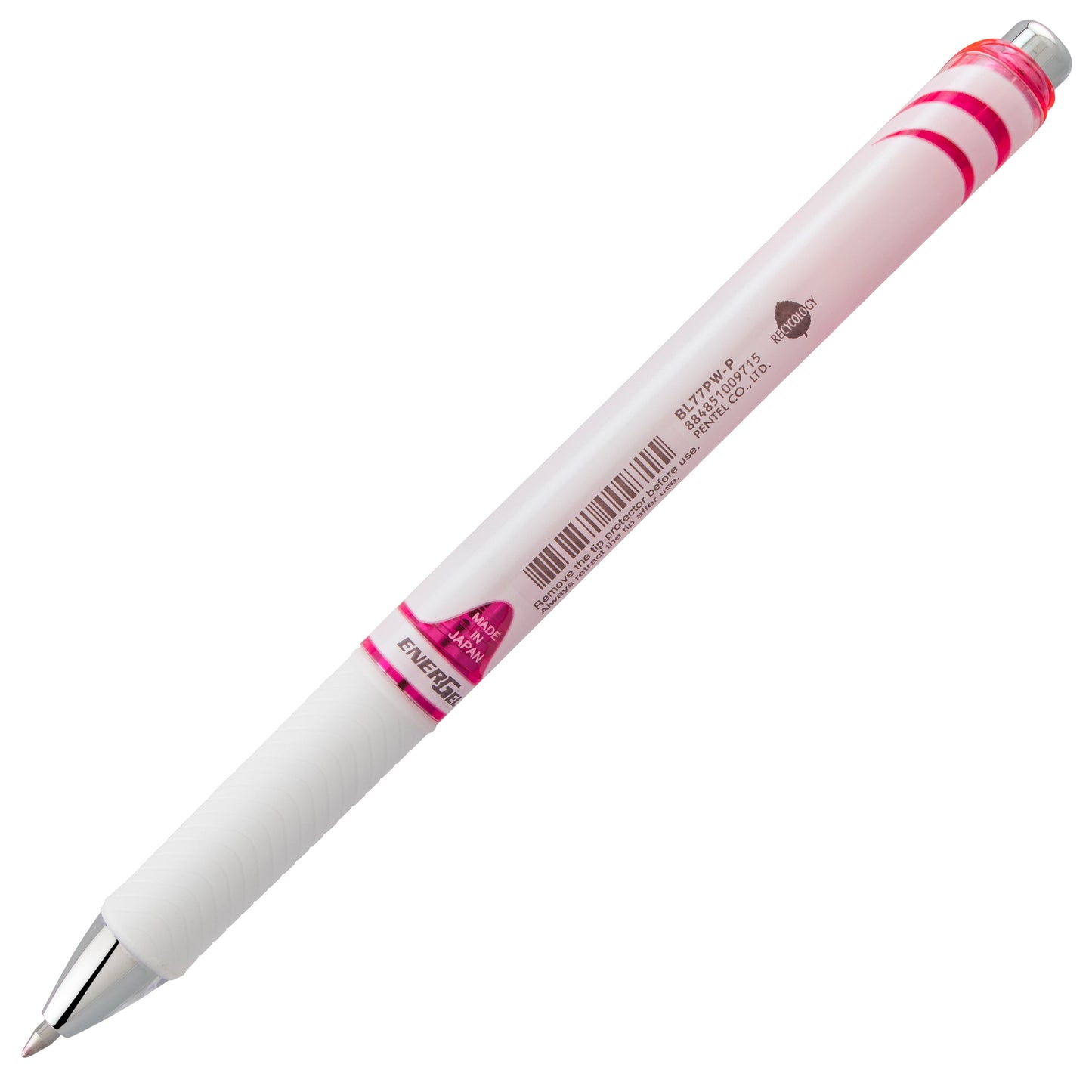 EnerGel Pearl Retractable Liquid Gel Pen, (0.7mm) Metal Tip, Medium Line, Pink Accent, Pink Ink (BL77PW-P)