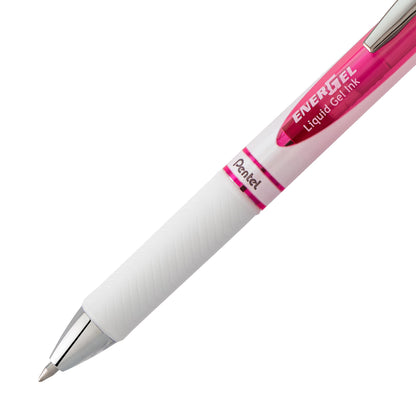 EnerGel Pearl Retractable Liquid Gel Pen, (0.7mm) Metal Tip, Medium Line, Pink Accent, Pink Ink (BL77PW-P)