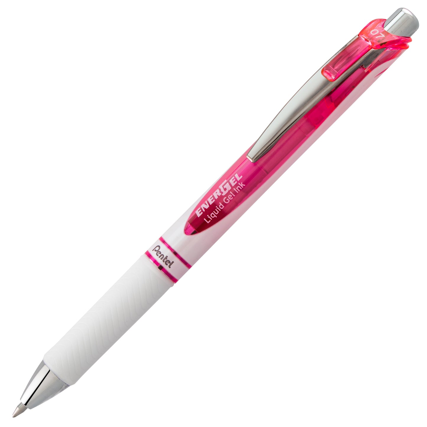 EnerGel Pearl Retractable Liquid Gel Pen, (0.7mm) Metal Tip, Medium Line, Pink Accent, Pink Ink (BL77PW-P)