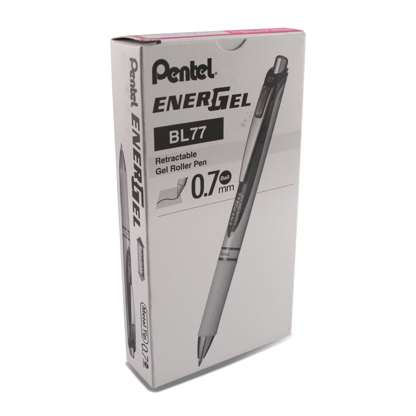 EnerGel Pearl Retractable Liquid Gel Pen, (0.7mm) Metal Tip, Medium Line, Pink Accent, Pink Ink (BL77PW-P)