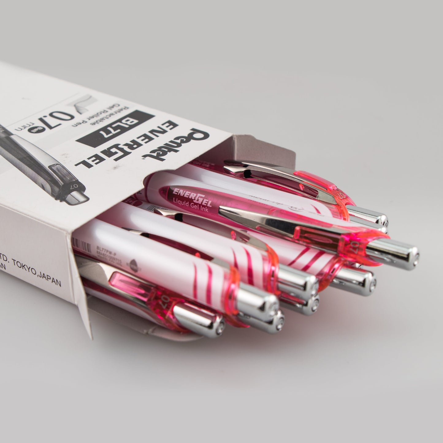 EnerGel Pearl Retractable Liquid Gel Pen, (0.7mm) Metal Tip, Medium Line, Pink Accent, Pink Ink (BL77PW-P)