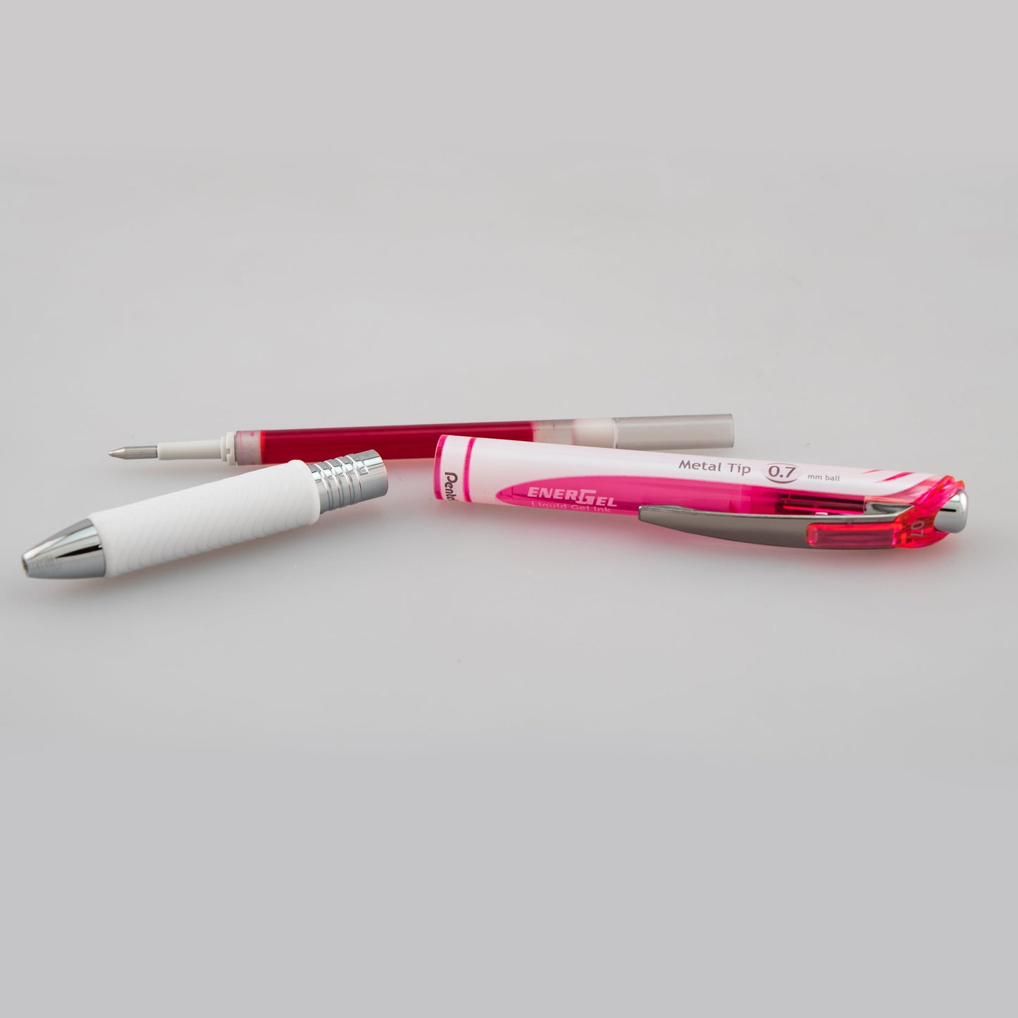 EnerGel Pearl Retractable Liquid Gel Pen, (0.7mm) Metal Tip, Medium Line, Pink Accent, Pink Ink (BL77PW-P)