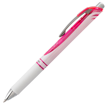 EnerGel Pearl Retractable Liquid Gel Pen, (0.7mm) Metal Tip, Medium Line, Pink Accent, Pink Ink (BL77PW-P)