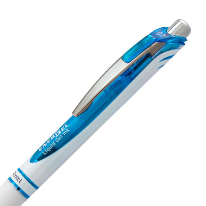 EnerGel Pearl Retractable Liquid Gel Pen, (0.7mm) Metal Tip, Medium Line, Sky Blue Accent, Sky Blue Ink (BL77PW-S)