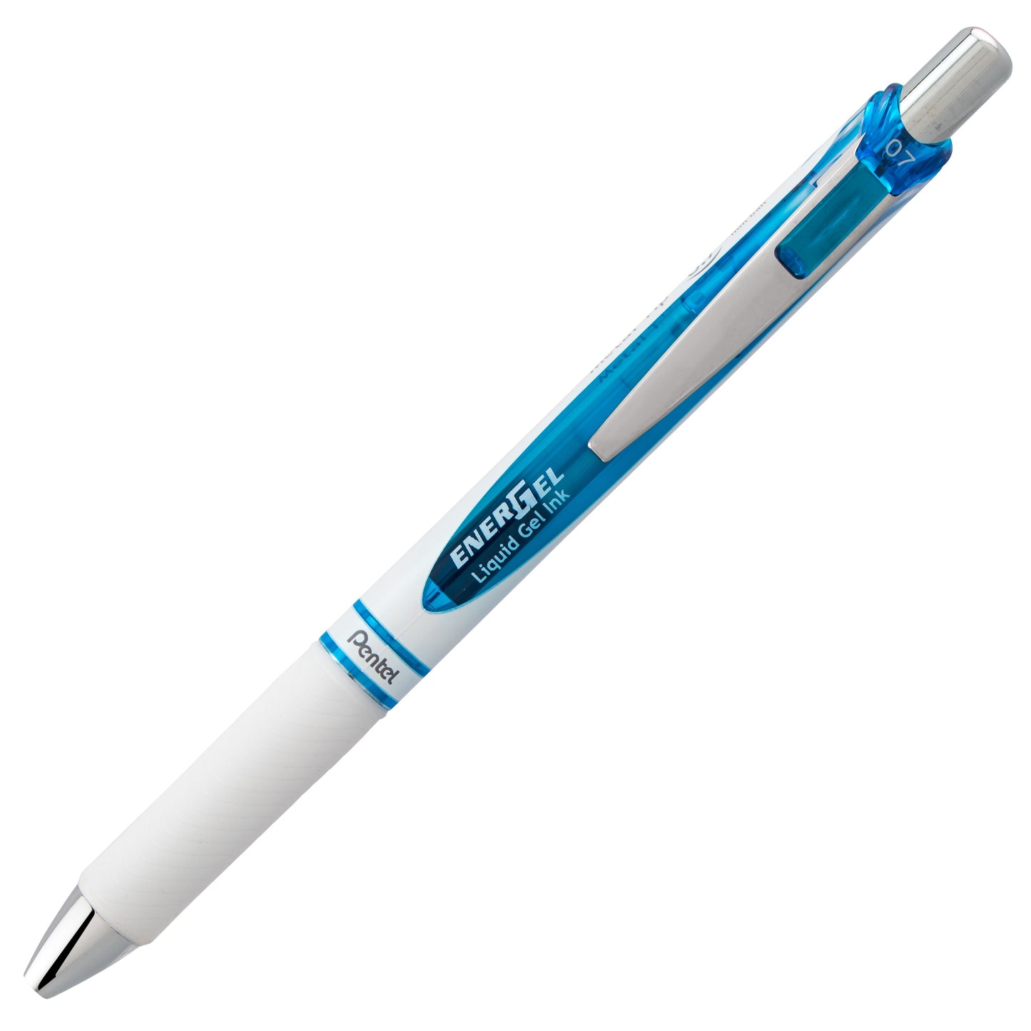 EnerGel Pearl Retractable Liquid Gel Pen, (0.7mm) Metal Tip, Medium Line, Sky Blue Accent, Sky Blue Ink (BL77PW-S)