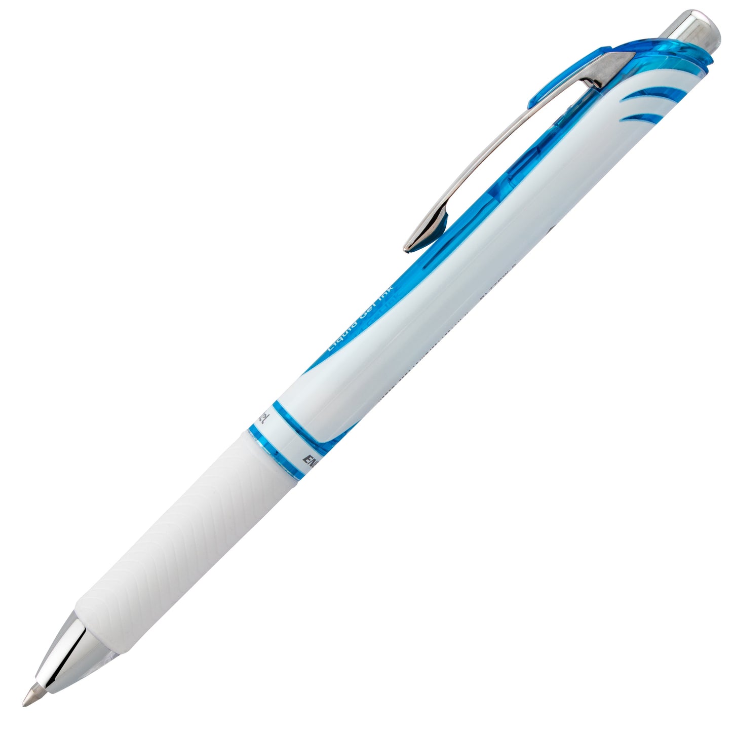 EnerGel Pearl Retractable Liquid Gel Pen, (0.7mm) Metal Tip, Medium Line, Sky Blue Accent, Sky Blue Ink (BL77PW-S)