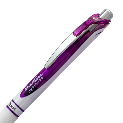 EnerGel Pearl Retractable Liquid Gel Pen, (0.7mm) Metal Tip, Medium Line, Violet Accent, Violet Ink (BL77PW-V)