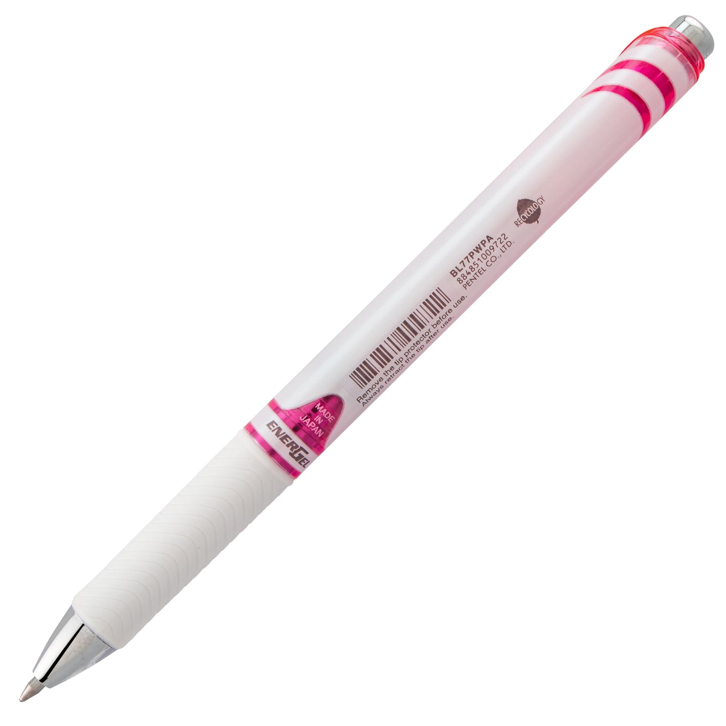 EnerGel Pearl Retractable Liquid Gel Pen, (0.7mm) Metal Tip, Medium Line, Pink Accent, Black Ink (BL77PWP-A)