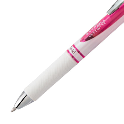 EnerGel Pearl Retractable Liquid Gel Pen, (0.7mm) Metal Tip, Medium Line, Pink Accent, Black Ink (BL77PWP-A)