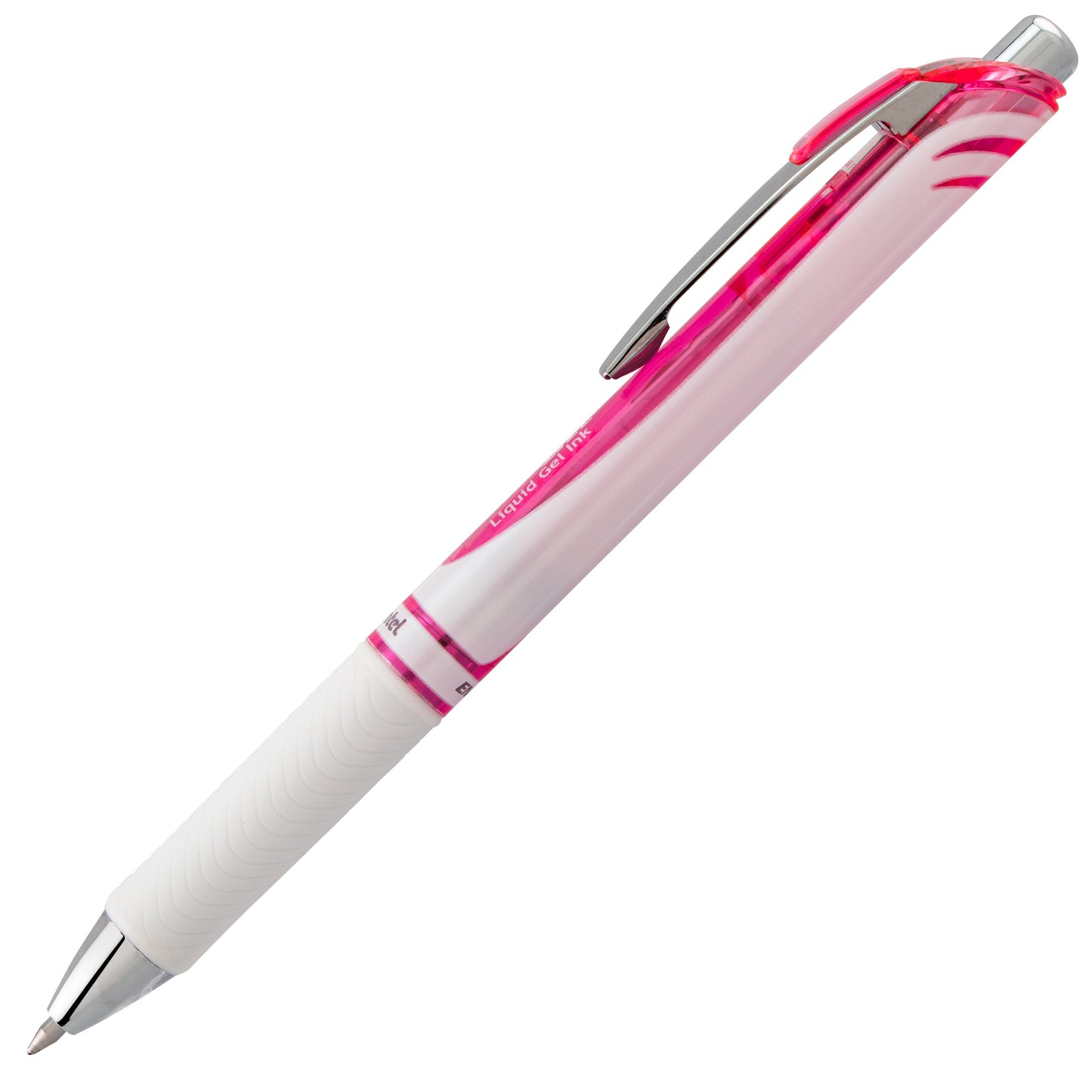 EnerGel Pearl Retractable Liquid Gel Pen, (0.7mm) Metal Tip, Medium Line, Pink Accent, Black Ink (BL77PWP-A)