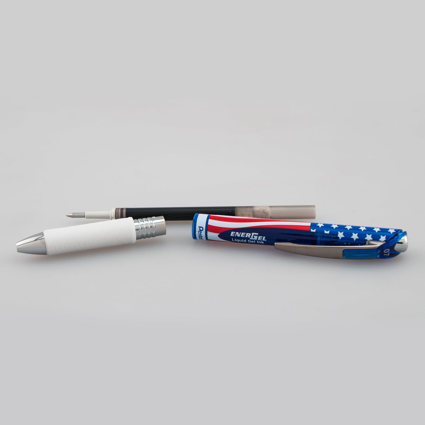 EnerGel RTX Retractable Liquid Gel Pen, Flag Barrel, (0.7mm) Metal Tip, Medium Line, Black Ink (BL77USA-A)