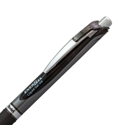Pentel EnerGel RTX Retractable Liquid Gel Pen, (1.0mm) Metal Tip, Bold Line, Black Ink (BL80-A)