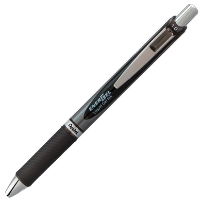 Pentel EnerGel RTX Retractable Liquid Gel Pen, (1.0mm) Metal Tip, Bold Line, Black Ink (BL80-A)