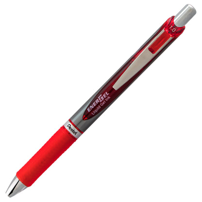 EnerGel RTX Retractable Liquid Gel Pen, (1.0mm) Metal Tip, Bold Line, Red Ink (BL80-B)