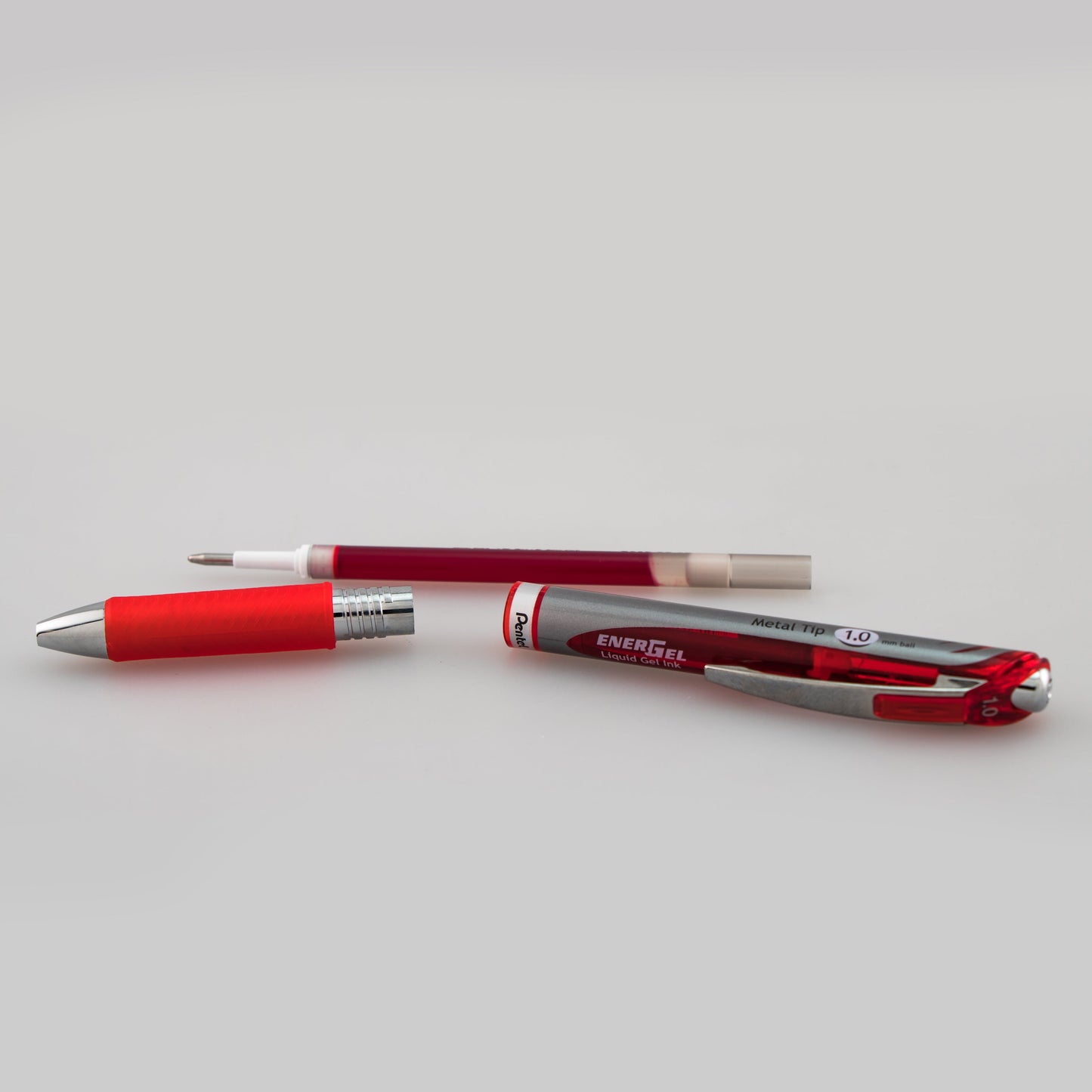 EnerGel RTX Retractable Liquid Gel Pen, (1.0mm) Metal Tip, Bold Line, Red Ink (BL80-B)