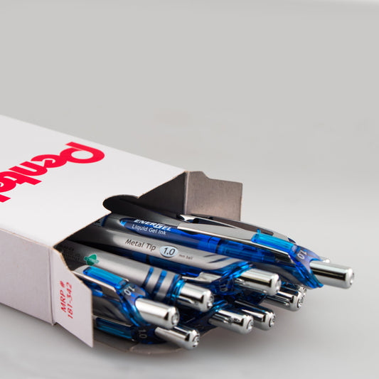 EnerGel RTX Retractable Liquid Gel Pen, (1.0mm) Metal Tip, Bold Line, Blue Ink (BL80-C)