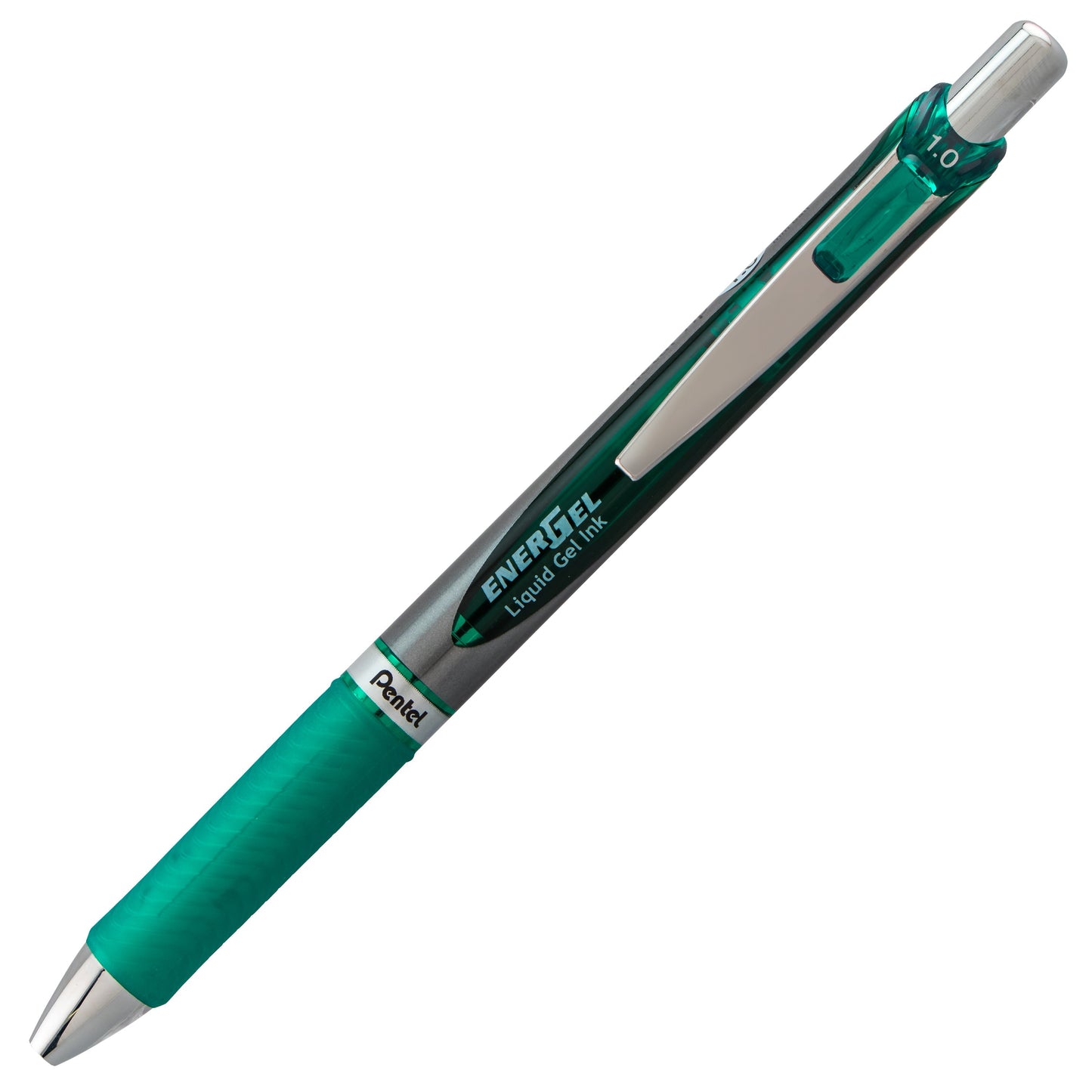 Pentel EnerGel RTX Retractable Liquid Gel Pen, (1.0mm) Metal Tip, Bold Line, Green Ink (BL80-D)