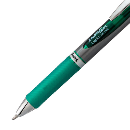 Pentel EnerGel RTX Retractable Liquid Gel Pen, (1.0mm) Metal Tip, Bold Line, Green Ink (BL80-D)