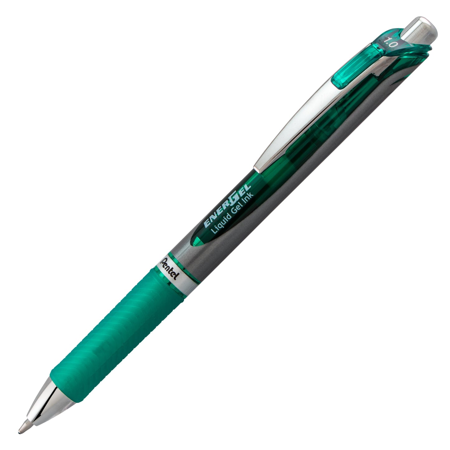 Pentel EnerGel RTX Retractable Liquid Gel Pen, (1.0mm) Metal Tip, Bold Line, Green Ink (BL80-D)