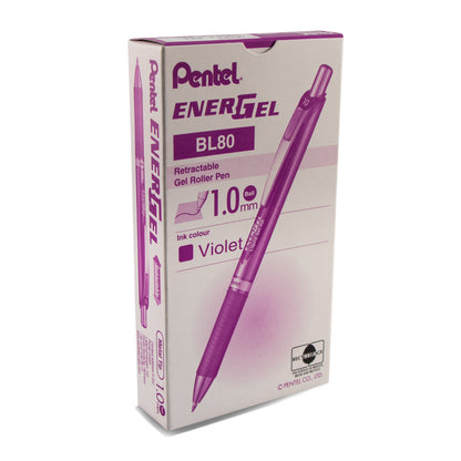 EnerGel RTX Retractable Liquid Gel Pen, (1.0mm) Metal Tip, Bold Line, Violet Ink (BL80-V)