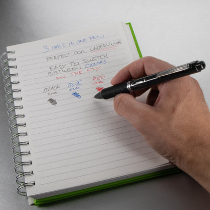 EnerGel 3 Multi-Function, 3-Ink Gel Pen, (0.5mm) Fine Line, Black/Red/Blue Ink, Dark Gray Barrel (BLC35N)