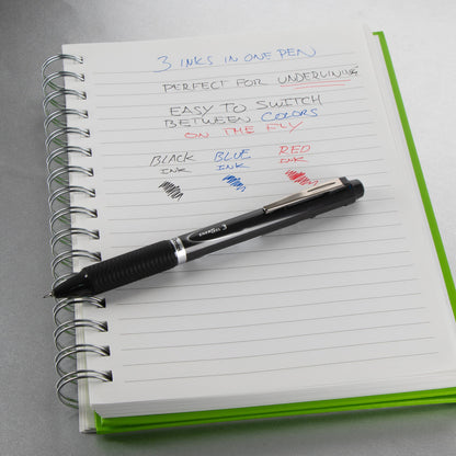 EnerGel 3 Multi-Function, 3-Ink Gel Pen, (0.5mm) Fine Line, Black/Red/Blue Ink, Dark Gray Barrel (BLC35N)