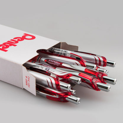 EnerGel RTX Retractable Liquid Gel Pen, (0.3mm) Needle Tip, Extra Fine Line, Red Ink (BLN73-B)
