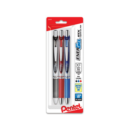 EnerGel RTX Retractable Liquid Gel Pen, (0.3mm) Needle Tip, Extra Fine Line, 
Assorted Ink (A/B/C), 3-Pk (BLN73BP3M)