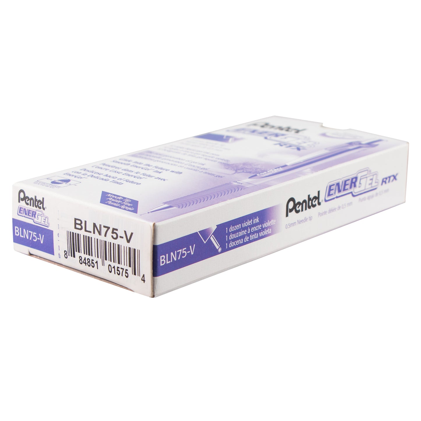 EnerGel RTX Retractable Liquid Gel Pen, (0.5mm) Needle Tip, Fine Line, Violet Ink (BLN75-V)