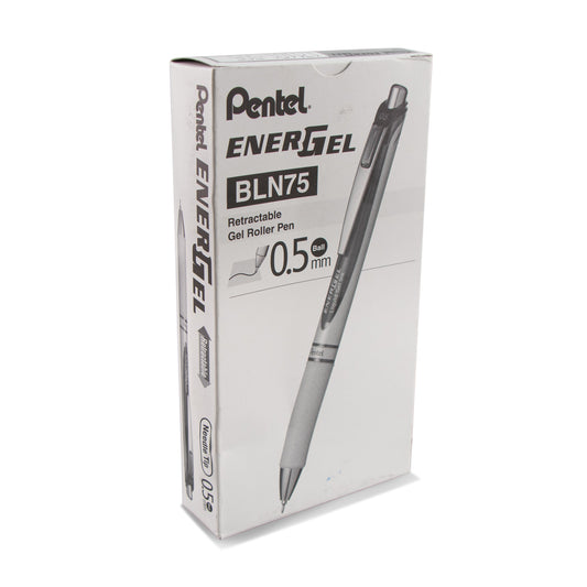 EnerGel Pearl Retractable (0.5mm) Needle Tip, Fine Line, Black Accent, Black Ink (BLN75PW-A)