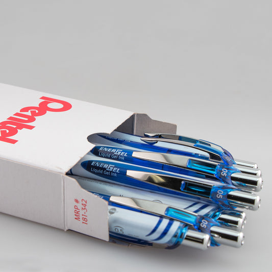EnerGel Pearl Retractable (0.5mm) Needle Tip, Fine Line, Blue Accent, Blue Ink (BLN75PW-C)