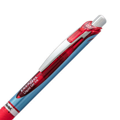 EnerGel RTX Retractable Liquid Gel Pen, (0.7mm) Needle Tip, Medium Line, Red Ink (BLN77-B)