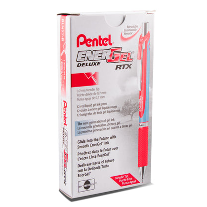 EnerGel RTX Retractable Liquid Gel Pen, (0.7mm) Needle Tip, Medium Line, Red Ink (BLN77-B)