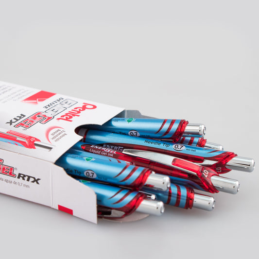 Pentel EnerGel RTX Retractable Liquid Gel Pen, (0.7mm) Needle Tip, Medium Line, Red Ink (BLN77-B)