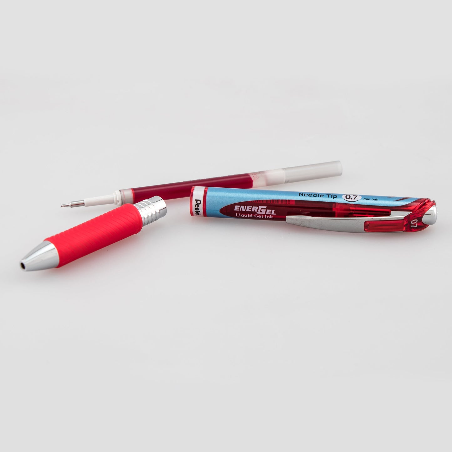 EnerGel RTX Retractable Liquid Gel Pen, (0.7mm) Needle Tip, Medium Line, Red Ink (BLN77-B)