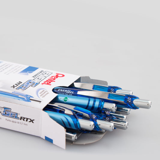 EnerGel RTX Retractable Liquid Gel Pen, (0.7mm) Needle Tip, Medium Line, Blue Ink (BLN77-C)