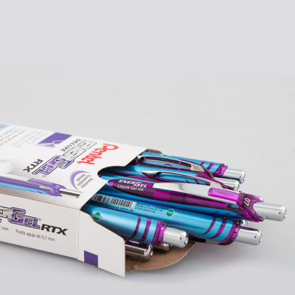 EnerGel RTX Retractable Liquid Gel Pen, (0.7mm) Needle Tip, Medium Line, Violet Ink (BLN77-V)