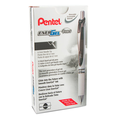 EnerGel Pearl Retractable Liquid Gel Pen, (0.7mm) Needle Tip, Medium Line, Black Ink (BLN77PW-A)