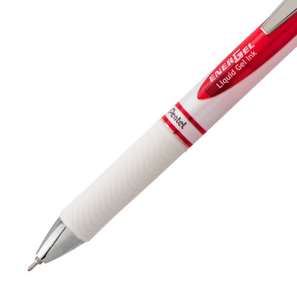 EnerGel Pearl Retractable Liquid Gel Pen, (0.7mm) Needle Tip, Medium Line, Red Ink (BLN77PW-B)