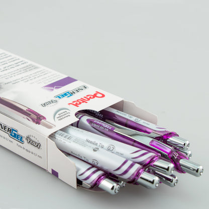 EnerGel Pearl Retractable Liquid Gel Pen, (0.7mm) Needle Tip, Medium Line, Violet Ink (BLN77PW-V)